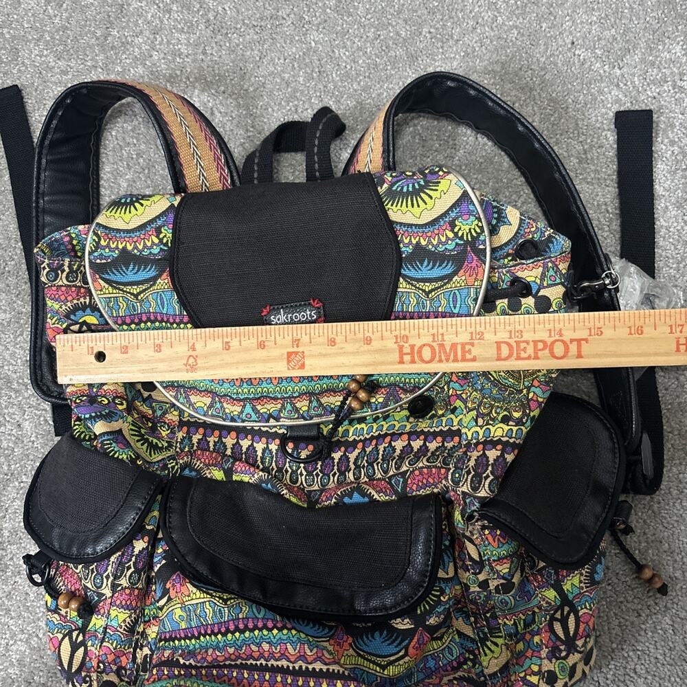 Sakroots Backpack Drawstring Elephant Peace Love The Sak Canvas Tote Boho - Picture 7 of 8
